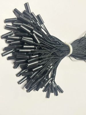 Universelle schwarze Hangtag-Streifenbefestigungen Logo-freies zylindrisches Drei-Streifen-Nylon-Seil