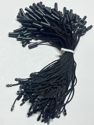 Universelle schwarze Hangtag-Streifenbefestigungen Logo-freies zylindrisches Drei-Streifen-Nylon-Seil